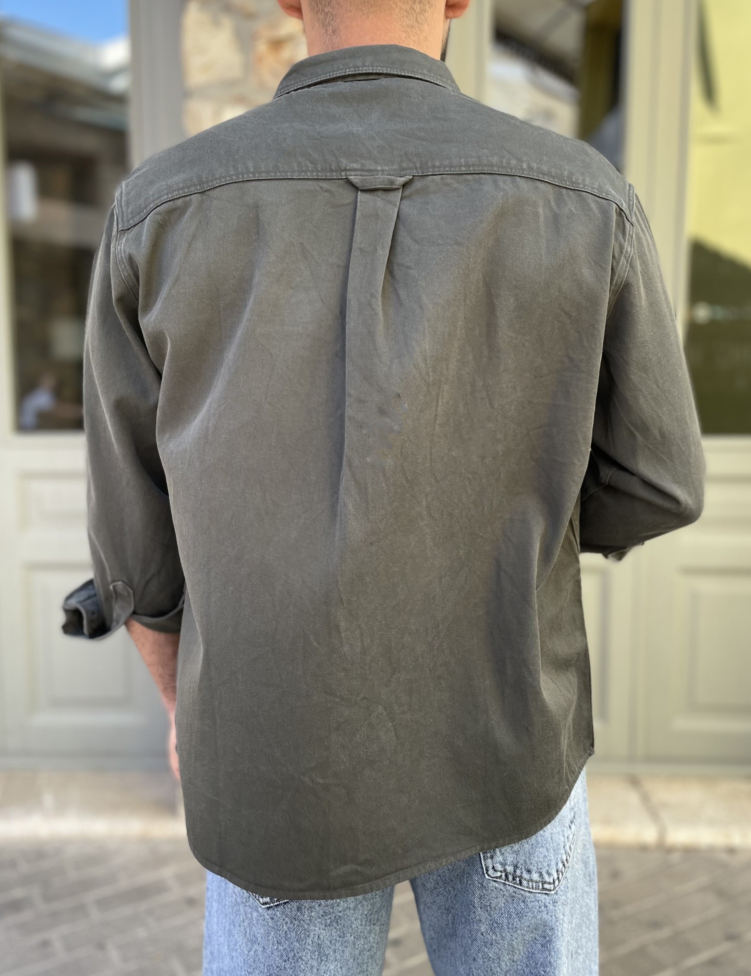 Ανδρικό λαδί overshirt με γιακά 4529L φωτογραφία